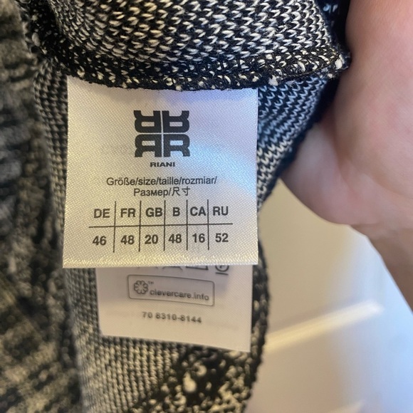 Riani Black White Tweed Sleeveless Top Size 16 (Wool Blend) - Picture 4 of 7